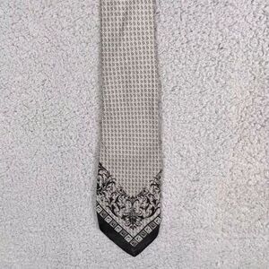 VERSACE MENS SILK TIE GRAY BLACK CLASSIC V2